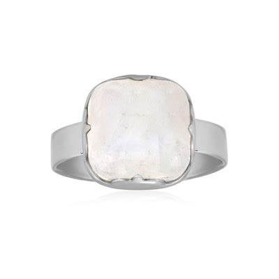 Indischer Bihar Regenbogen Mondstein Ct Cushion Cut Silber Ring