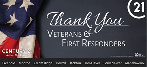 Thank You Veterans And First Responders Century 21 Action Plus