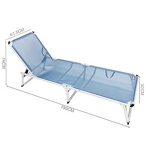 Homecall Chaise Longue Pliable En Aluminium Bleu Amazon Fr Jardin