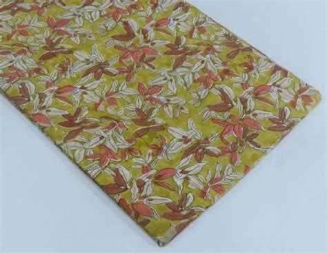 Cambric Flower Hand Block Printed Cotton Fabric Exporter Multicolour