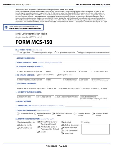 Fillable Mcs 150 Form Printable Forms Free Online