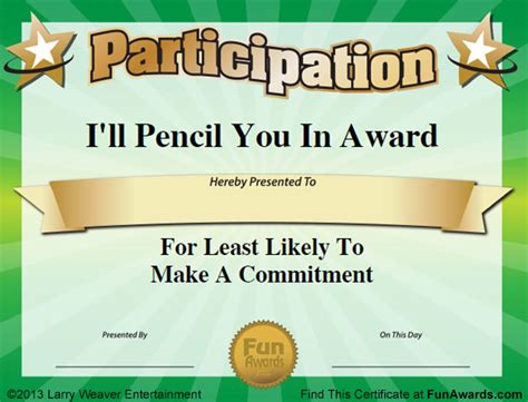 Funny Printable Award Certificates