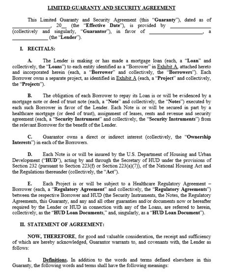 10 Free Sample Security Agreement Templates Printable Samples