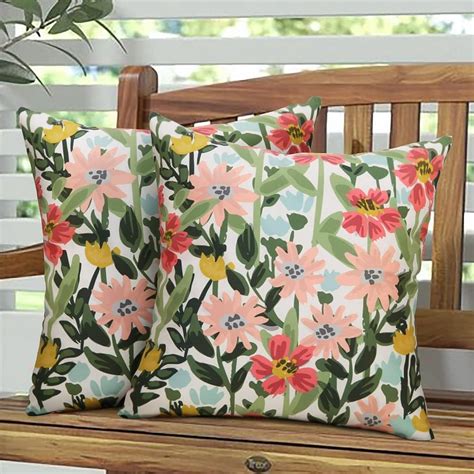 Curramet Outdoor Pillows Cover Pack Of 2 Floral Waterproof