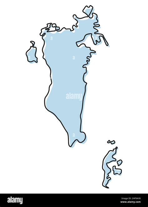 Stylized Simple Outline Map Of Bahrain Icon Blue Sketch Map Of Bahrain