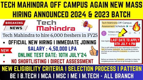 TECH MAHINDRA BIGEST DIRECT HIRING AGAIN OFF CAMPUS NEW MASS HIRING