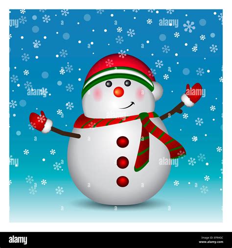 Snowman Wearing Santa Hat And Gloves Background Stock Photo Alamy