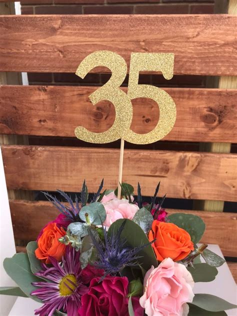 35th Birthday Decoration 35th Birthday Centerpiece Sticks Glitter