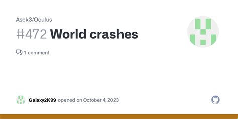 World Crashes · Issue 472 · Asek3 Oculus · Github