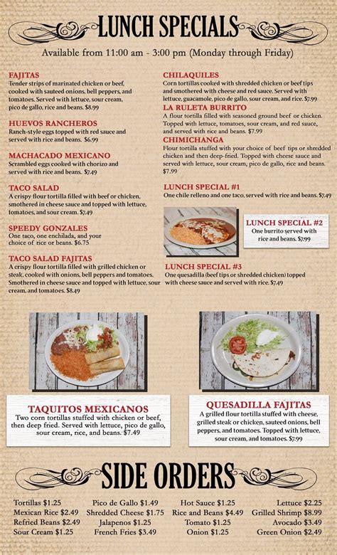 Menu at La Ruleta Mexican Restaurant, Everett