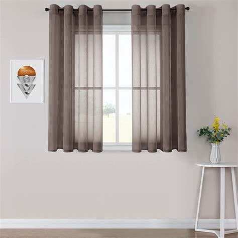 Amazon Mrtrees Brown Sheer Curtains Linen Look Grommet Curtain For