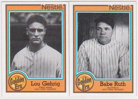 1987 Topps Nestle Babe Ruth 5 Lou Gehrig 1 Card Pair HOF Ers Property Room