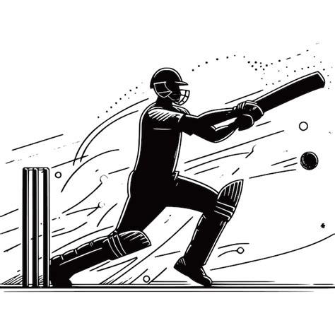 Premium Vector Silhouettes Cricket Player Hits Ball Action Short