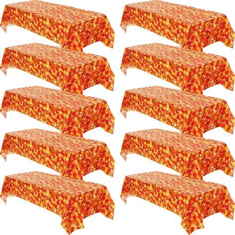 Amazon Preboun 10 Pieces Fall Plastic Tablecloth 54 X 108 Inch