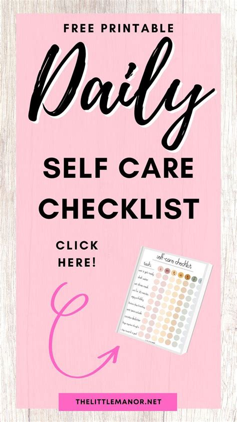 Daily Self Care Checklist Free Printable Artofit