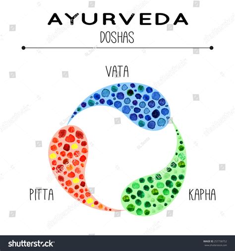 Ayurveda Vector Illustration Ayurveda Doshas In Watercolor Texture