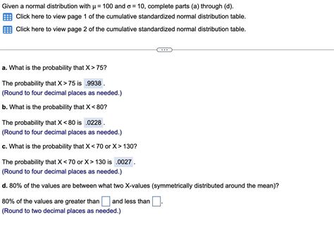 Solved Given A Normal Distribution With Mu 100 A