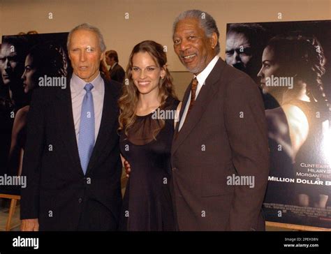 Actors Clint Eastwood Hilary Swank And Morgan Freeman Arrive For The