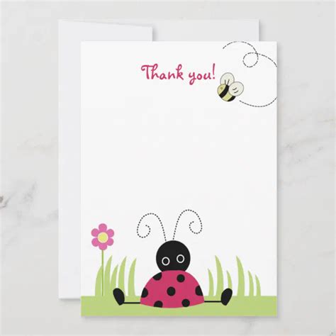 Little Ladybug Flat Thank You Note Cards Zazzle