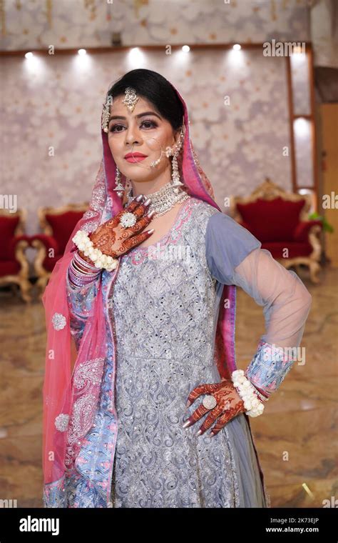 Bride At Pakistani Wedding Traditional Nikah Ceremony In Karachi Stock