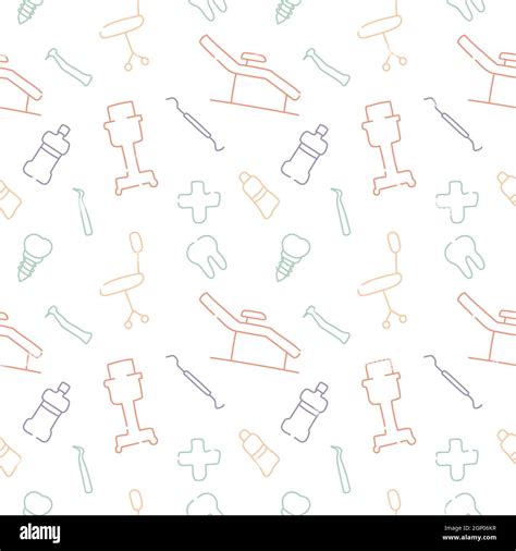 Dental Care Orthodontics Seamless Pattern With Line Icons Dentist