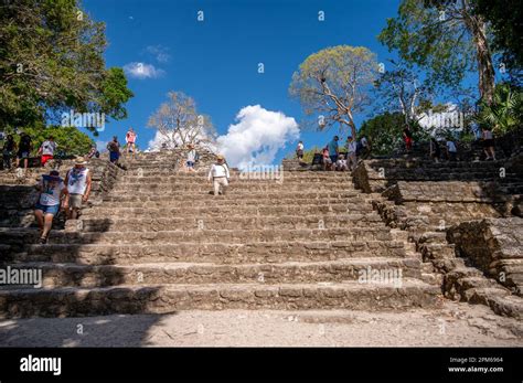 Costa Maya Mexico March Tourists At The Ancient Mayan