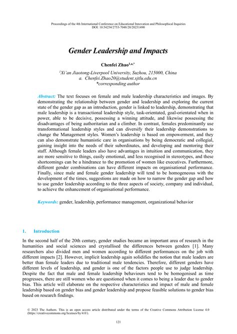 Pdf Gender Leadership And Impacts