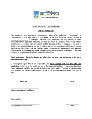 Fillable Online Killington Facility Use Agreement Fax Email Print