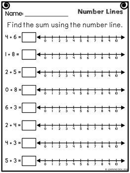 Addition Number Line Worksheets First Grade