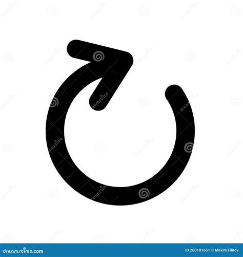 Clockwise Arrow Icon Black Curved Circular Arrow Vector Illustration