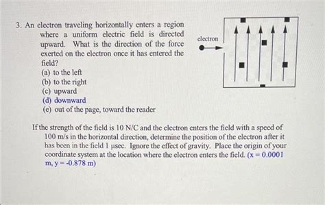 Solved Electron 3 An Electron Traveling Horizontally Enters Chegg