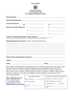 Fillable Online Courts Maine Pre Approval Request Form Maine Gov