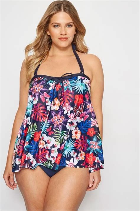 Plus Size Navy Tropical Tankini Top Sizes 16 To 36 Yours Clothing