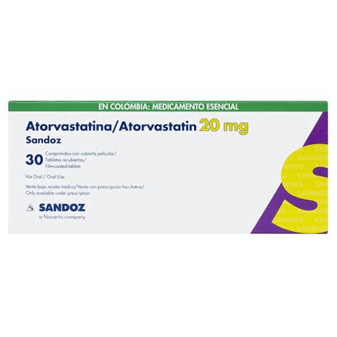 Atorvastatina 20 Mg Sandoz Caja X 30 Comprimidos