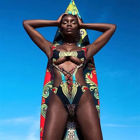 Summer Womens African Tribal Print Bathing Suit High Cut Monokini One