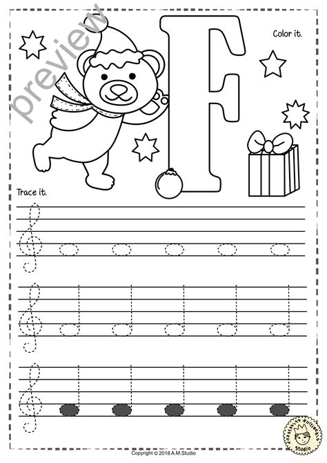 Treble Clef Tracing Music Notes Worksheets For Spring Anastasiya