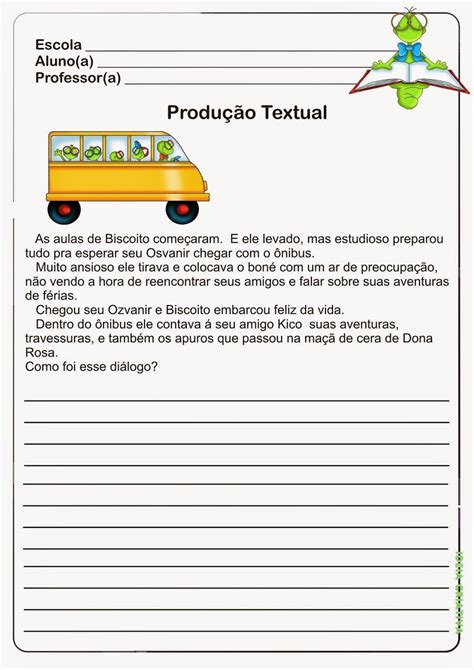 Produção Textual Para 6 Ano - Atividade De Produção Textual 6 Ano - ZULEDU