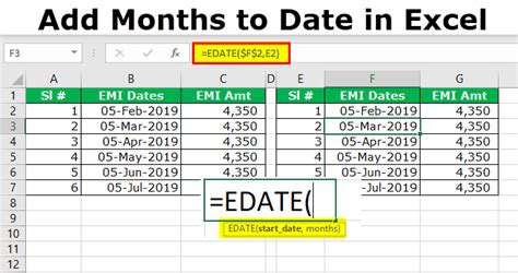 Add Months To Date In Excel Using Edate Function With Example