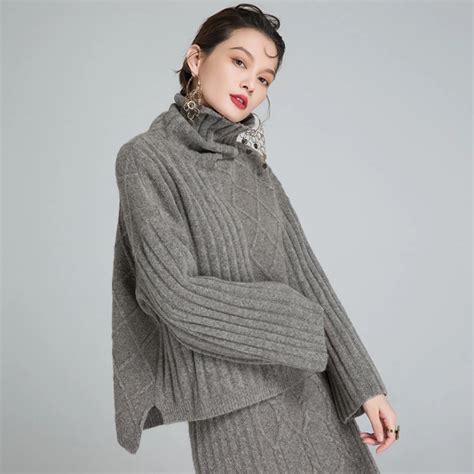 Rg Women Turtleneck Pullovers Sweaters Elegant Loose Style Knitted