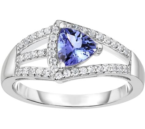 14k White Gold Over 1ct Trillion And Round Cut Tanzanite And Diamond