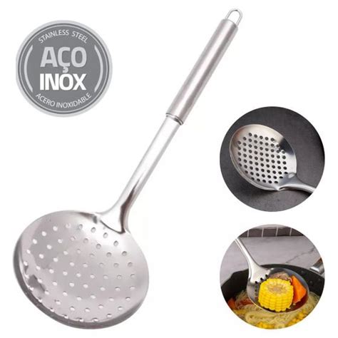 Escumadeira De Cozinha Para Arroz E Frituras Em Inox 32cm Clink