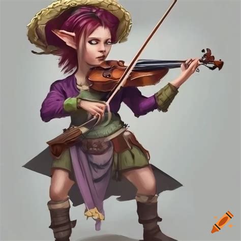 Illustration Of A Female Halfling Bard Playing A Violin On Craiyon