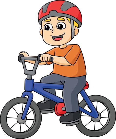 Boy Biking Cartoon Colored Clipart Illustration Vector Art At