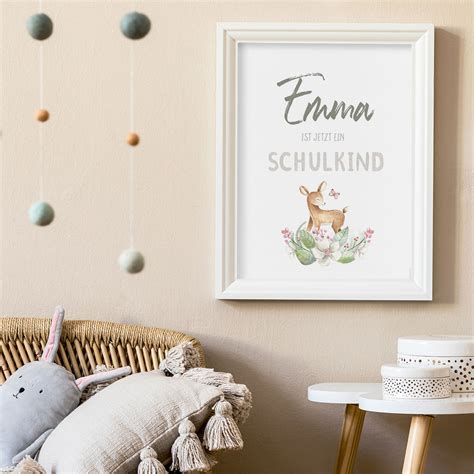 Schulkind Poster Waldtiere Einschulung Meilensteintafel