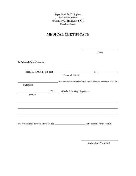 Formatted Medical Certificate Template