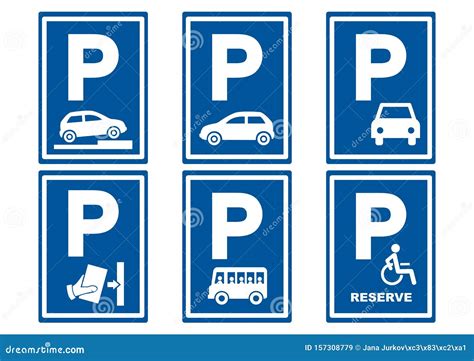 Parking Znaki Drogowe Zestaw Ikona Wektorowa Ilustracja Wektor