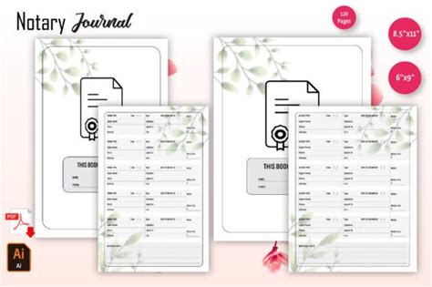 Floral Color Notary Journal Kdp Size Graphic By Graphicscave