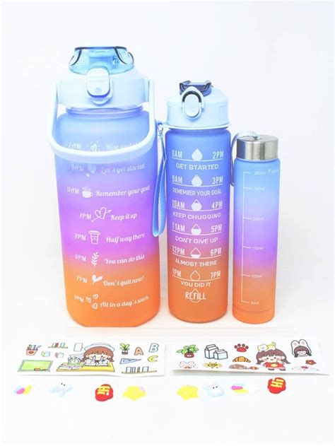 Set De Botellas De Agua L L Ml Ideal Gym Escuela Oficina Moda