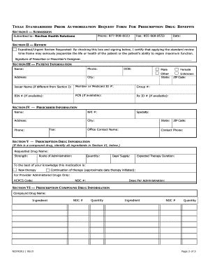 Fillable Online Texas Standard Prior Authorization Request Fax Email