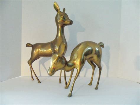 Brass Deer Figurines Large Brass Deer Statues Pair Of Deer